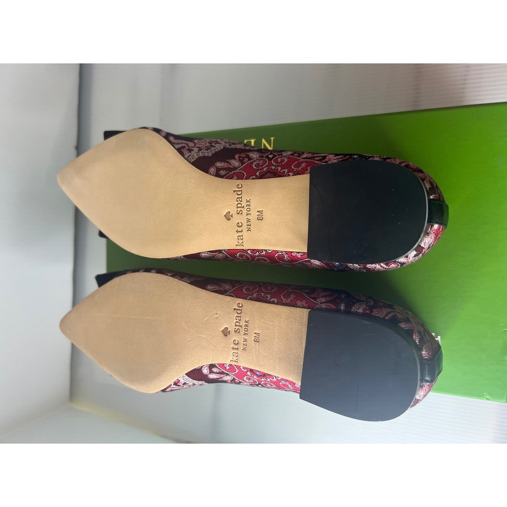 Kate Spade New York Keana‎ Brocade Pointed Toe Flats with Velvet Bow Black - Picture 10 of 12